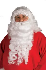 Santa Plush Beard & Curly Hair Wig Set Adult Christmas Party Costume Accessory