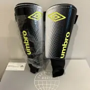 New UMBRO Shinguards Peewee Ankle Stirrup Up to 4 ft 1 in Black Gray Yellow