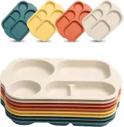 12" 8PCS Unbreakable Divided Plates Kids Adults Wheat Straw Dividers Reusable
