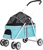 Pet Stroller Light Pet Travel Stroller Small and Medium-Sized Pet Breathable Stroller Puppy Foldable Travel Stroller Small Pet Stroller(Blue)