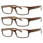 Spring Hinge Striped Reading Glasses (3 Pairs) Men Brown Stripe,+1.75