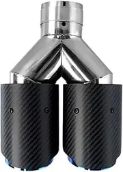 1Pcs 2.5"Inlet 63mm Double Exhaust Tip Carbon Car Exhaust Pipe Rear Tip 3.5" Outlet(Matt Blue)