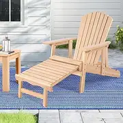 [ALFORDSON] Wooden Muskoka Adirondack Chair for Outdoor, Fir Wood Lawn Outdoor Muskoka Furniture for Patio Garden Park Porch, Slatted Design Armchair Lounge with Footrest, 180kg Max Brown Color
