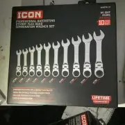 Icon profesional ratcheting stubby flex head comb.wrench set. Metric / 10 pc