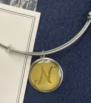 Alex and Ani Precious Metal Sterling Silver/Gold-Filled “N” Initial Bracelet-NWT