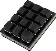 One Handed Mechanical Keyboard, USB Wired 12 Key Mini Mechanical Gaming Keyboard, RGB Programmable Keypad Witth Red Switch, Macro Keyboard for Gamer, Designer, Video Editor (Black)