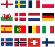 YOFANUP Women's Euro Flags,16 Countries Flags for Women's Euro 2025, 5x3 ft, 16 Pcs Euro 2025 Flags Set, Double Sides Printed Flags with Eyelets for Sports Events Clubs Garden Street Decorations