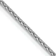 14K White Gold 1.5mm Round Diamond Cut Wheat Chain Anklet Jewelry 10"