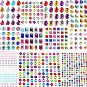 1782pcs Self-Adhesive Gems Stickers for Crafts, Bling Rhinestones With Assorted Shapes, Jewels Stickers for Kids, Stick-On Gems, Multicolor