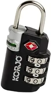 [KORJO] TSA Indicator Combination Lock, Travel Lock, Black