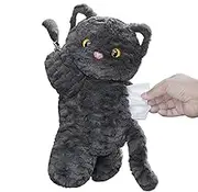 LeoLeozz Car Tissue Holder, Hangable 2 in 1 Car Tissue Box and Trash Can, Black Cat Shaped Car Tissue Box and Trash Can, Decorative Organizer for Car Fits for 100-150 Regular Size