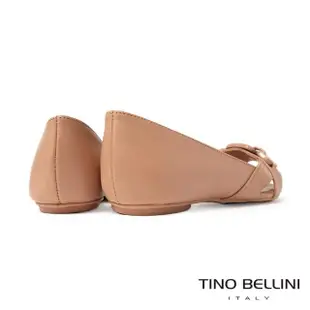【TINO BELLINI 貝里尼】巴西進口方形飾扣魚口平底鞋FS7V001(裸棕)