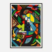 Galrie Vibrant Abstract Geometric Art Print by Eytan Saban – Colorful Wall Decor, Black Frame, A3 30 x 42cm (12 x 16inch)