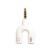 3.5mm Stereo Splitter Audio to Mic Headset Jack Adapter for Cellphone White US