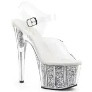 Pleaser Platform Ankle-Strap ADORE-708G Silver Gogo Table Dance Pole