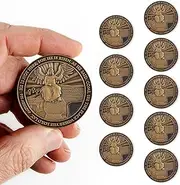 Resurrection Coin, He is Risen, Jesus Son of God Easter Challenge Coin, Christ is Alive and Empty Tomb, Religious Antique Gold Plated Prayer Token Gift