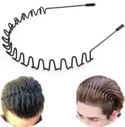 Metal Hair Band for Men Headband Women Bands Unisex Black Wavy Spring Outdoor Sp