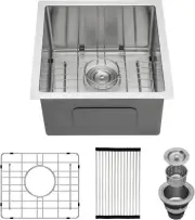 Lordear Undermount Bar Sink 17 Inch Deep Single Bowl 16 Gauge Stainless Steel