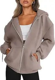 [Generic] Womens Zip Up Hoodies Long Sleeve Sweatshirts Fall Outfits Oversized Sweaters Casual Fashion Jackets, Nutmeg, Medium
