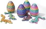 LEWELLRY Colorful Mini Dragon Set 4/5 PCs - 3.11" Fantasy Eggs with 5.11" Crystal Dragons for Fidget Play & Collection (Rainbow, 4PCS)
