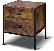 ALFORDSON Bedside Table 2-Drawer Sofa Side End Table Wooden Oak Storage Cabinet Nightstand Chest for Bedroom, Living Room and Hallway (44cm x 40cm x 51cm)