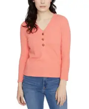 Sanctuary Women's Aiden Button-Up Top Ivory pink Size X-Small