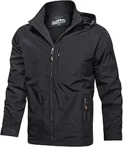 [SEAUR] Running Windbreaker Jackets for Men with Removable Hood Full Zip Spring Fall Lightweight Windproof Cycling Coat