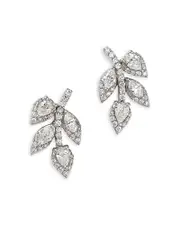 Bloomingdale's Fine Collection Diamond Mixed Cut Leaf Stud Earrings in 14K White Gold, 1.25 tcw