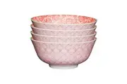 4x Mikasa Does it All Dining Tableware Glazed Bowl 15.7cm - Red Demask