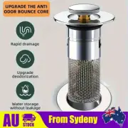 Bathroom Sink Plug Stopper Pop Up Sink Drain Strainer with Filter Basket Tool AU