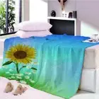 Sunflower Attachment Light Sky 3D Warm Plush Fleece Blanket Picnic Sofa Couch