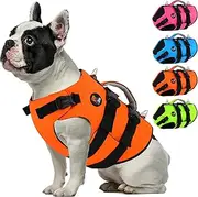 Dogcheer Dog Harness Life Jacket, High Buoyancy Neoprene Dog Life Vest for Swimming Boating, Adjustable Puppy Swim Vest Reflective Pet Float Vest for Small Medium Large Dogs - Orange, S