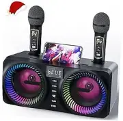 Karaoke Machine for Kids Adults, Portable Bluetooth Black with black ring