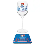 Newcastle Knights NRL Wine Glass And Coaster Set