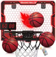 ZIZZ Indoor Basketball Hoop for Kids: Basketball Gifts for Boys 4-10 LED Light &
