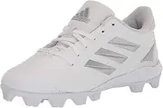 [adidas] Women's Purehustle 2 MD Baseball Shoe, White/Silver Metallic/Silver Metallic, 11.5