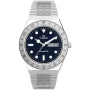 Timex Q 36mm Blue Silver SS Women's Watch - Brand New