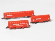 82522 MARKLIN Z-SCALE 3 Dutch State Railways NS flat cars w sliding tarp covers