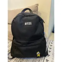 在飛比找蝦皮購物優惠-BT21 黑色雙肩後背包 （全新無使用）