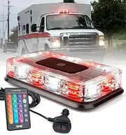LUMENIX LED Roof Top Strobe Beacon Light Bar Rooftop Security Warning Emergency Flashing Plow Lights for First Responder Firefighter Vehicles Fire Trucks Cars Snowplow - Red White
