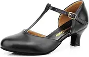 [Bokimd] Women's T-Strap Latin salsa Dance Heels Non-Slip Ballroom Character Shoes Wedding Prom Pumps