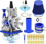 YWLUWEI PWK 21mm Carburetor Kit 100cc to 160cc 2T 4T Carburetor With Air Filter Intake Pipe Manifold Main Jets Idle Jets For Mini Bike Go Kart Engine Parts Racing (Blue, 30mm)