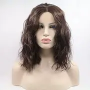 Xiweiya Lace Front4# Brown Wig Bob For Women Micro Curly Synthetic Wigs Heat Resistant Short Hair Cosplay Wig Natural Hairline Half Hand Tied Replacement Summer Wigs 14 Inches