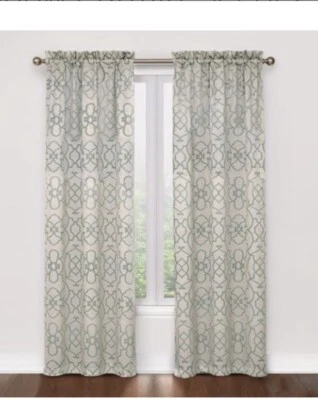 Villa Ironwork Green Blackout Window Curtain, Set of 2 - 27" x 84" Panels