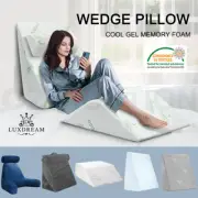 Bed Wedge Pillow Cool Gel Memory Foam Back Leg Elevation Raiser Support Cushion