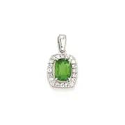 Sterling Silver Rhodium Plated White Topaz u0026 Tsavorite Pendant