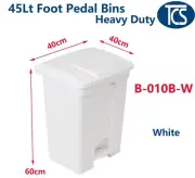 TCS 45L White Medical Hospital Clinical Mobile Foot Pedal Waste Bin - Plastic
