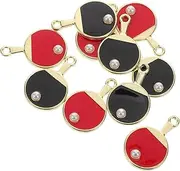 PAMINGONO 10pcs Mini Table Tennis Paddle Charms Durable Alloy Pendants for DIY Jewelry Making Enamel Coated Craft Accessories for Keychains Bracelets and Backpack Pendants