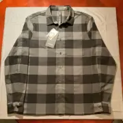 Mens NWT Lululemon Preppy Black & Gray Buffalo Checkerboard Shirt (Large)