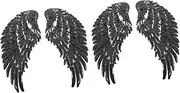 OHPHCALL 2Pairs Sequin Wing Design Patches Iron Applique for DIY Clothing Jackets and Accessories Elegant Embroidery for Unique Style Durable Craft Supplies